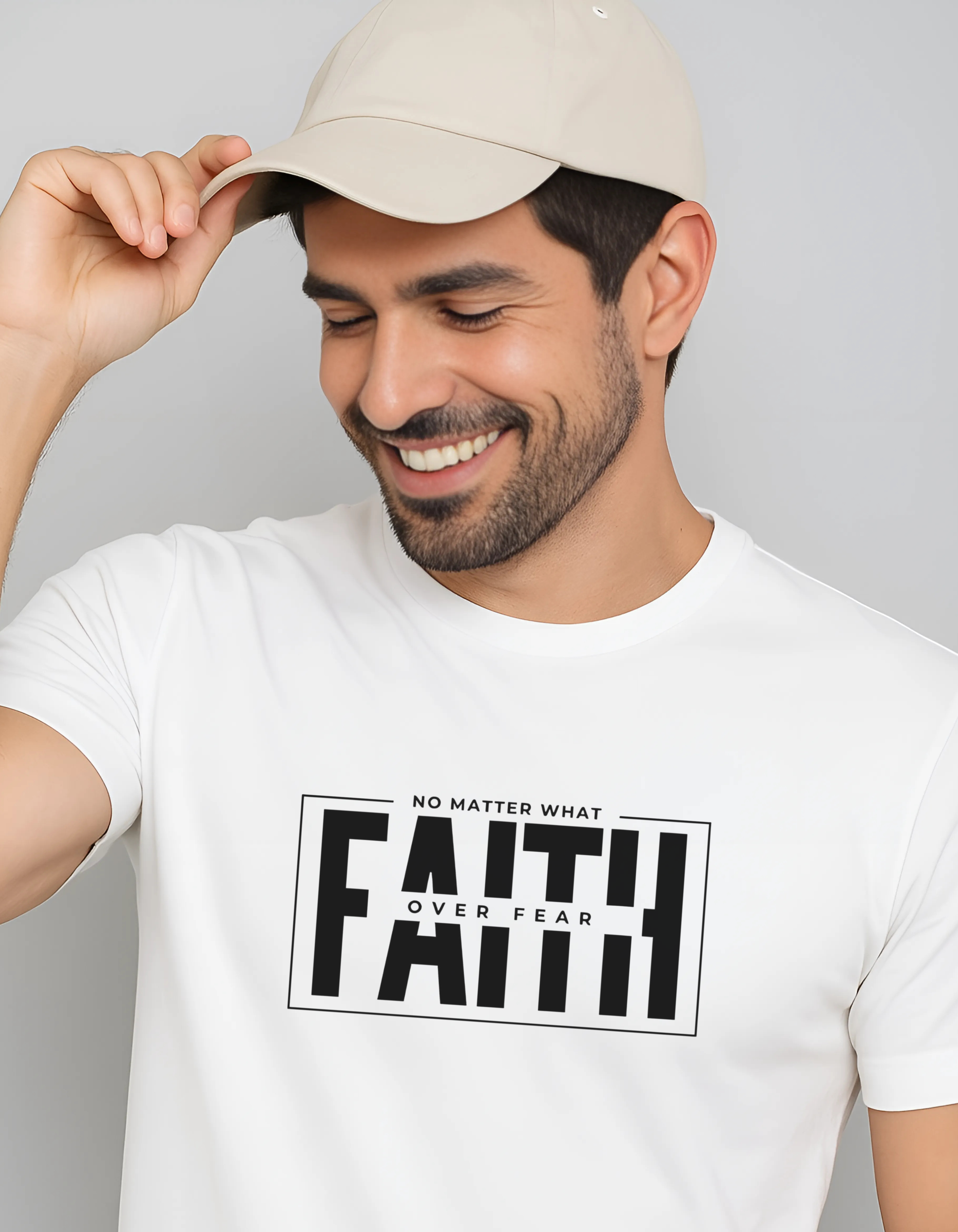 Faith Over Fear 180 GSM Premium Half-sleeved Tshirt For Mens
