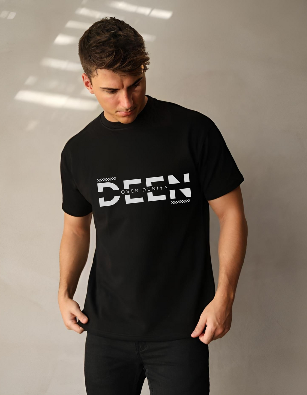Deen Over Duniya | Islamic Tshirt for muslims| 100% cotton Premium Half-sleeved For Men.