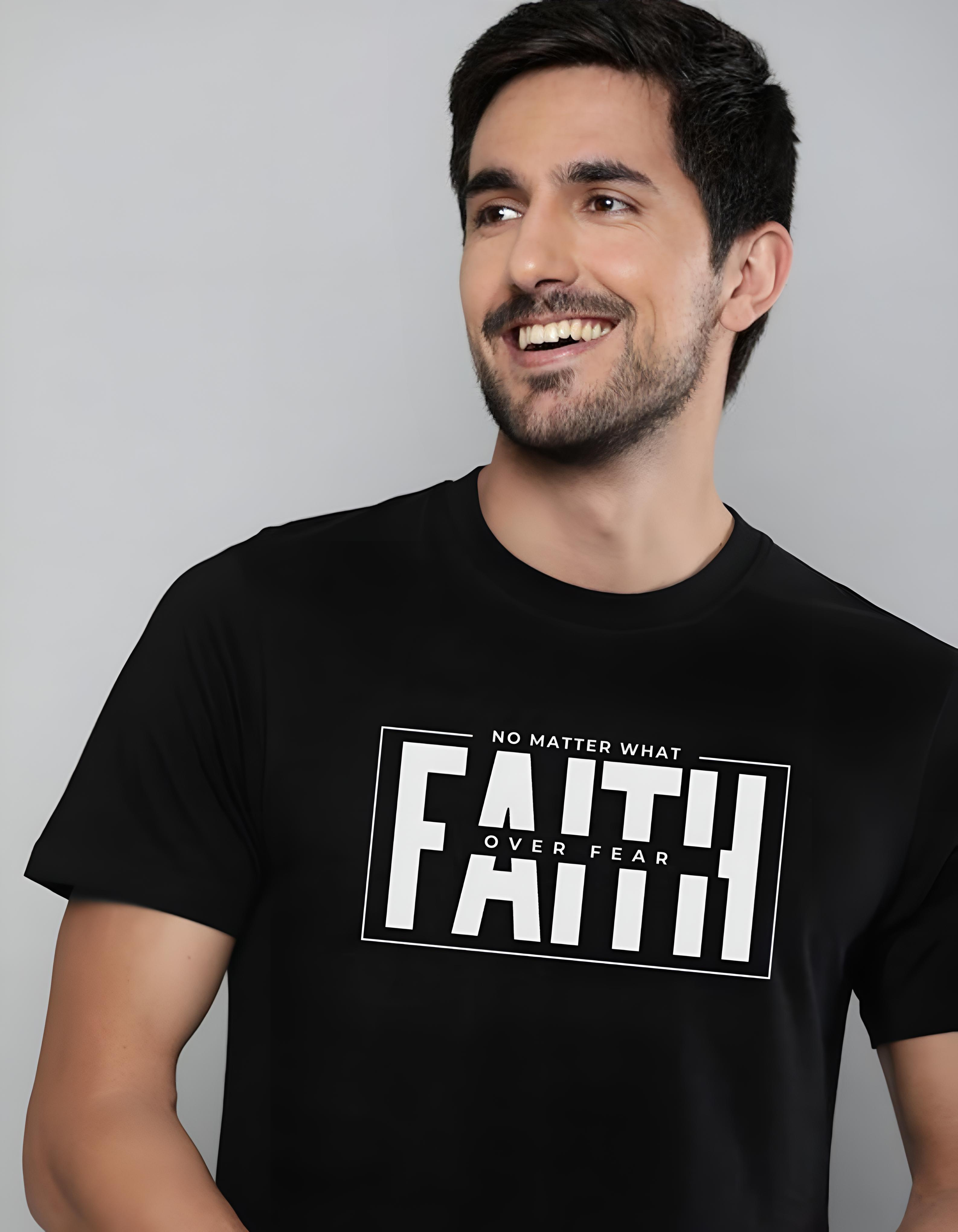 Faith Over Fear 180 GSM Premium Half-sleeved Tshirt For Mens