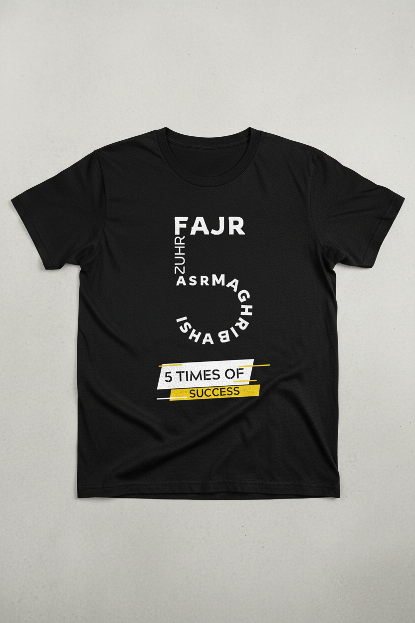 5 Times of Success Islamic Tshirt for muslims| 100% cotton Premium Half-sleeved T-shirts For Men