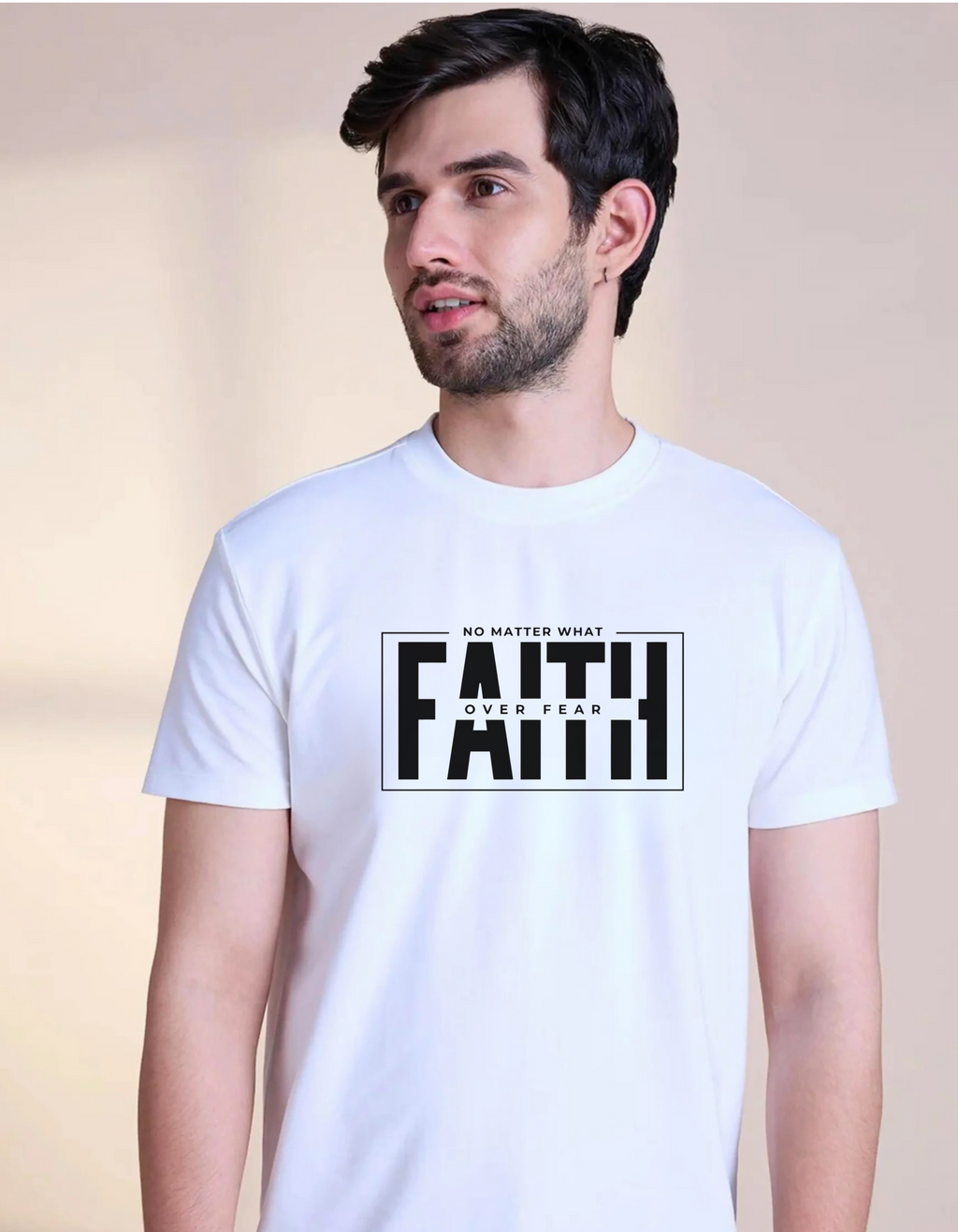 Faith Over Fear Half Sleeve Round Neck Islamic T-shirt