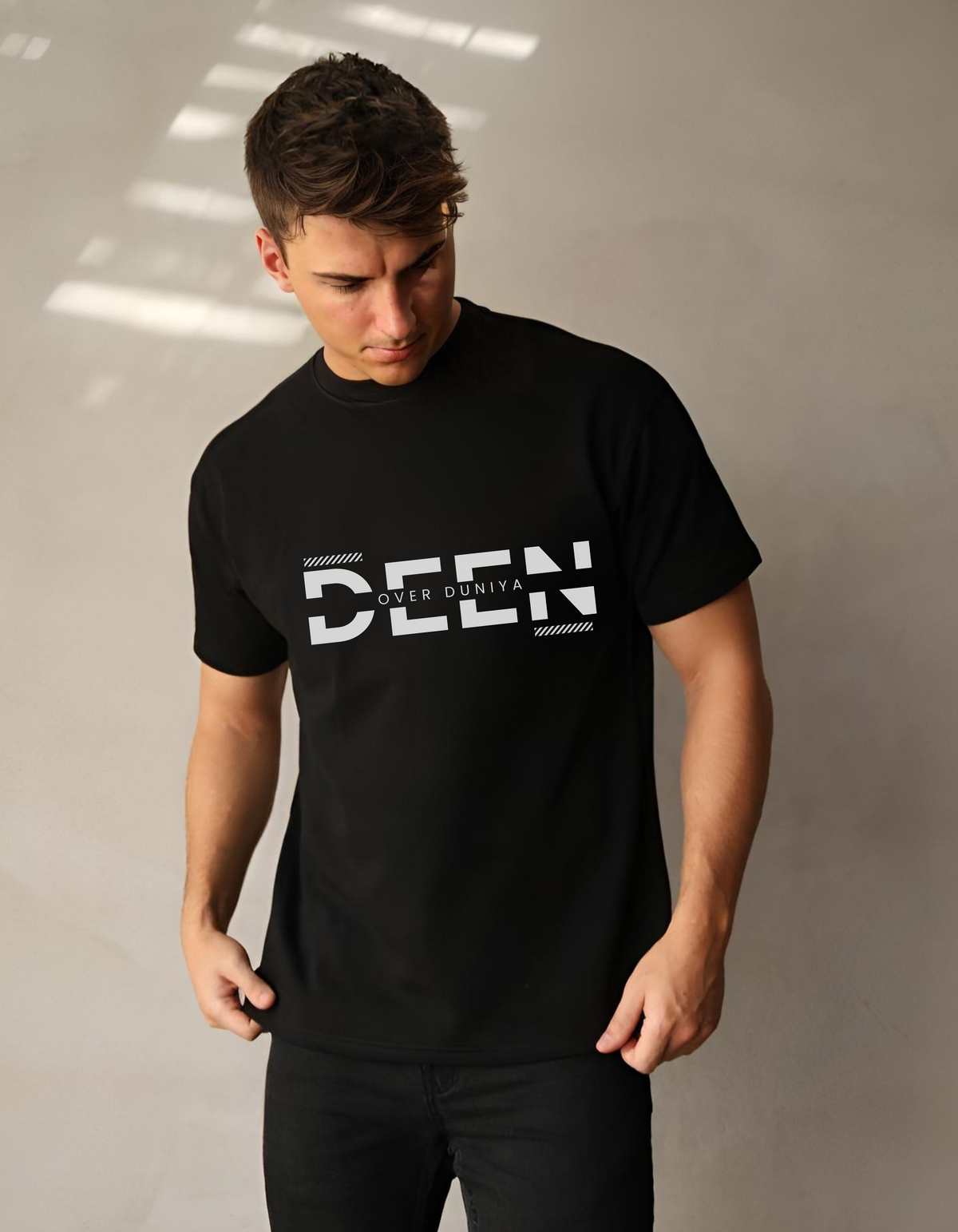 Deen Over Duniya Half Sleeve Round Neck Islamic T-shirt